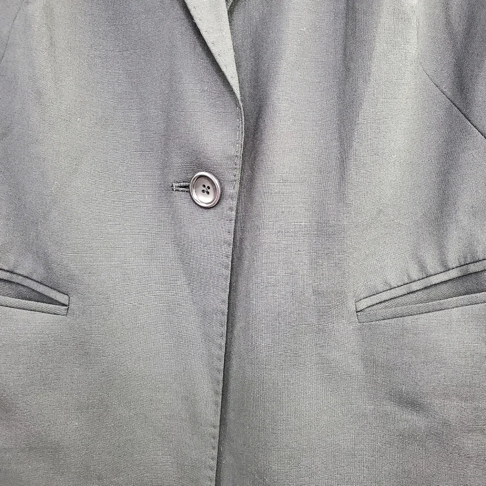 Saks Fifth Ave Black Wool One Button Blazer Career_3